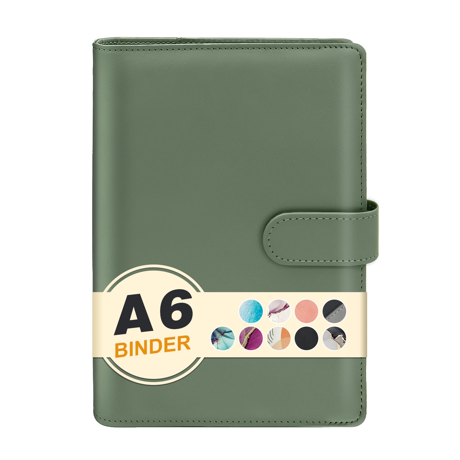 A6 Refillable 6 Ring Faux Leather Budget Binder,Mini Notebook Binder Cover for A6 Filler Paper,Loose Leaf Personal Planner Cover with Magnetic Buckle