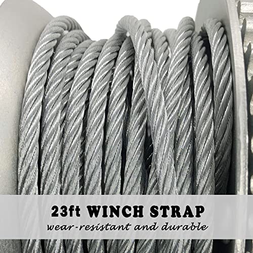 Akrixkip Boat Trailer Winch, 1600Lbs Hand Winch With 23Ft Strap, 4:1 Gear Portable Winch With Hook, 2 Way Ratchet Manual Winch For Jet Ski Boat Towing Pulley Drag Winch #TOP1