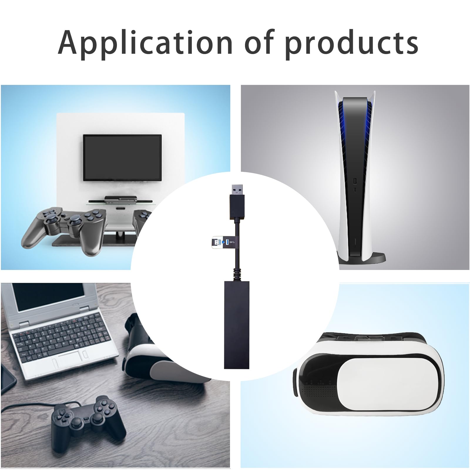 Adaptateur de Caméra PS4 V1 V2 pour PSVR sur PS5 - Lot de 2 Câbles Convertisseurs Playstation 5 Compatible avec Caméra PS4