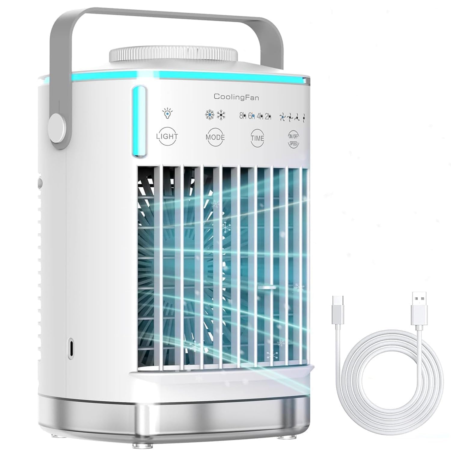 Refroidisseur d'air portable silencieux et mini ventilateur domestique 4 vitesses