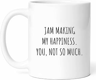 Jam Making Makes Me Happy Mug - Fruit Preserving Coffee Cup - Canning Enthusiast Funny Gift From Family - Tea Mugs - Berry Lover Cups - 11 Oz Ceramic Gifts For Birthday, Him, Her, National Month