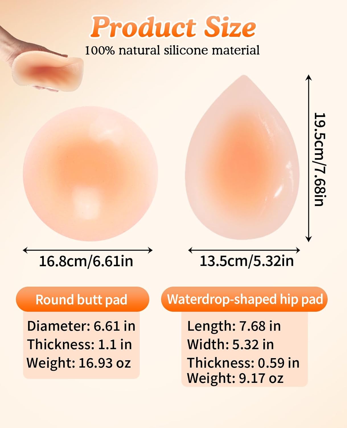 4PCS Silicone Butt Pads, Adhesive Reusable Hip Dip Enhancer Buttocks Lifter for Women - Image 2