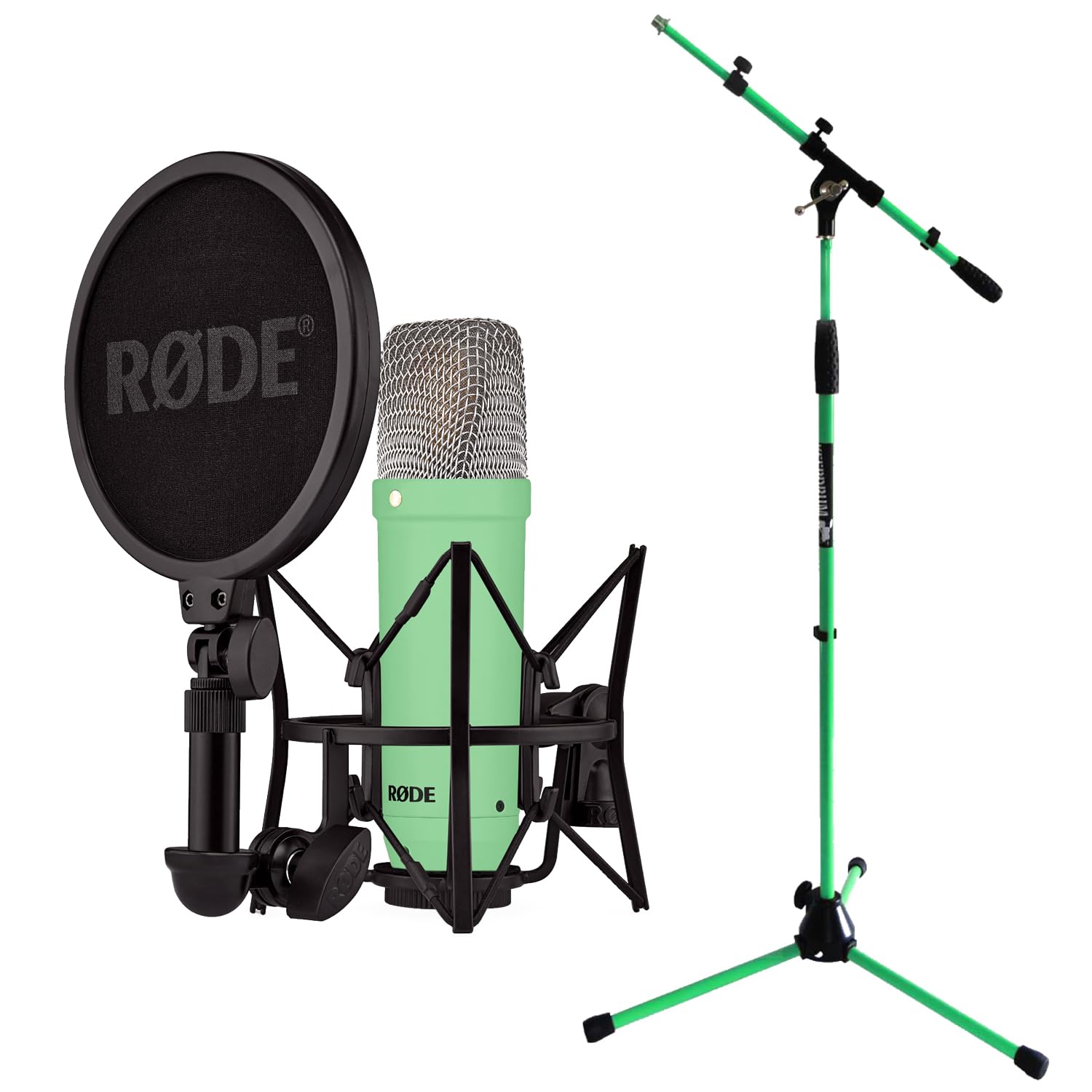 Rode NT1 Signature Green Studio-Mikrofon Grün + keepdrum MS106GR Mikrofonständer Grün
