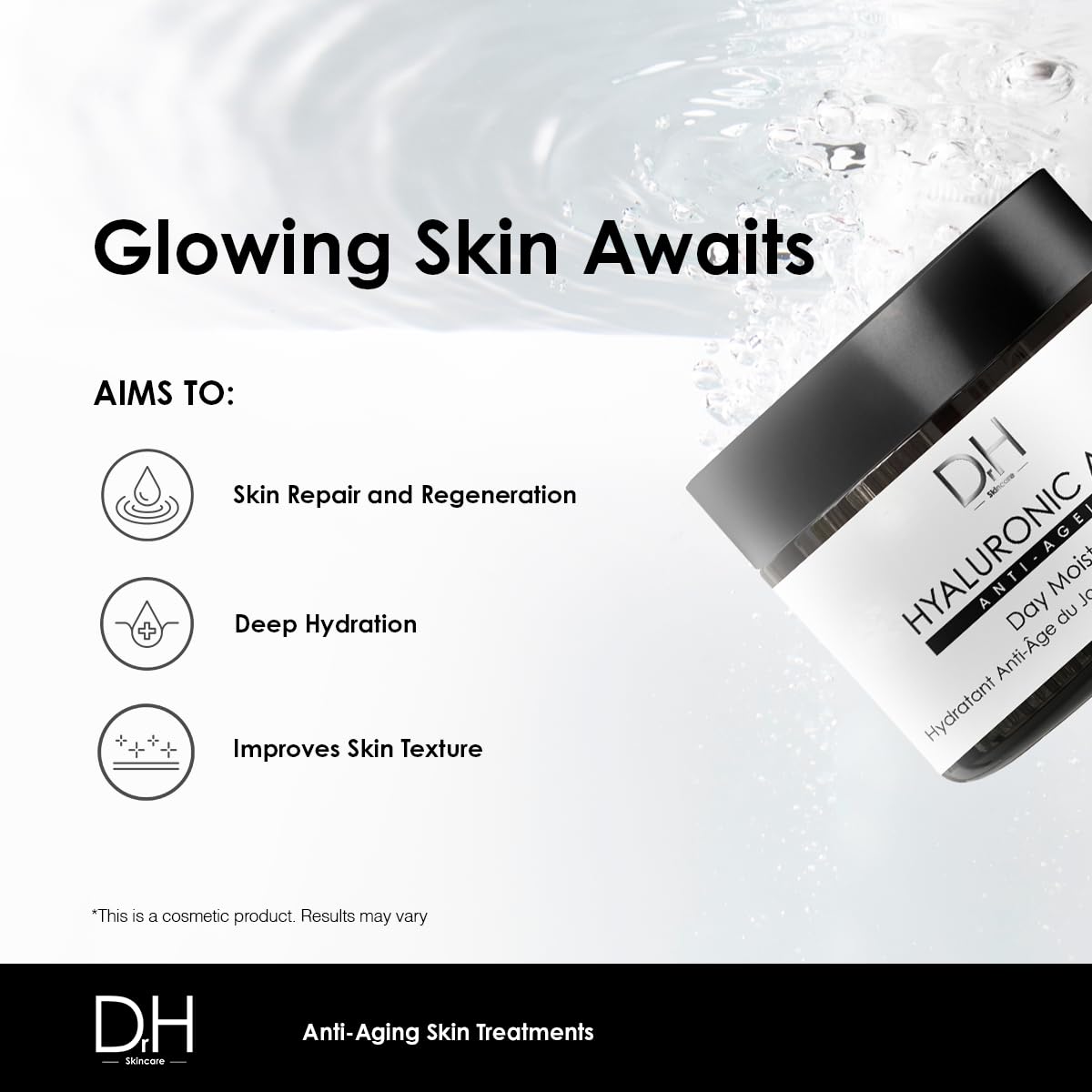 Dr H Hyaluronic Acid Anti-Ageing Day Moisturiser 60ml, Collagen Radiance: Awaken to Ageless Beauty Every Morning - Image 2