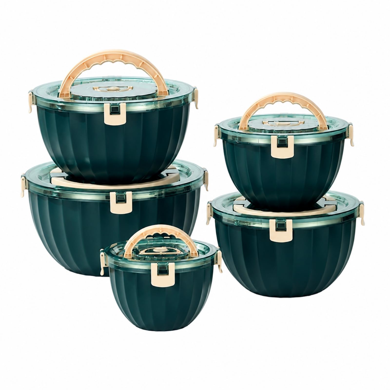 5 Pezzi Termico in Acciaio Inox Isol Termico Non Elettrico per Trasporto Pasti, Conservazione Avanzi, Verde