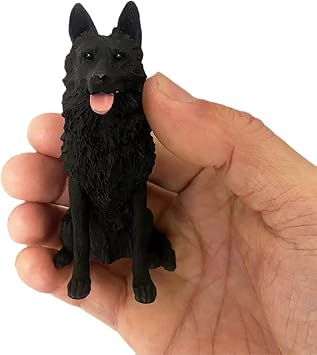 3.34 Inches Mini Resin German Shepherd Dog Figurine, Mini Dog Memorial Gifts, Dog Figurines, Car Decor, Collectible German Shepherd Statue Sculpture, Gifts for German Shepherd Lover Black
