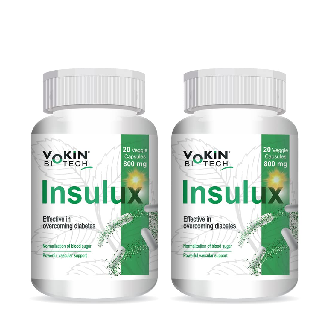 Vokin Biotech Herbal Insulux Gymnema Sylvestre For Endocrine Health & Diabetes Control 800mg 20 Capsules (Pack of 2)