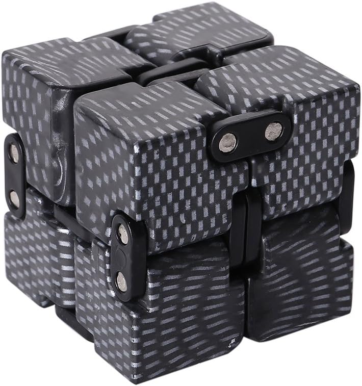Fidget Infinity Cube Pressure Reduction Toy, Killing Time, Great for ADD ADHD Anxiety, for Adults and Children - Black color