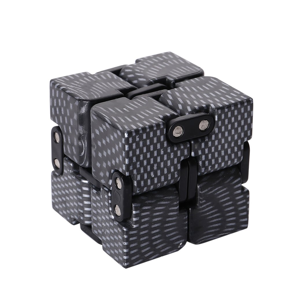 Fidget Infinity Cube Pressure Reduction Toy, Killing Time, Great for ADD ADHD Anxiety, for Adults and Children - Black color