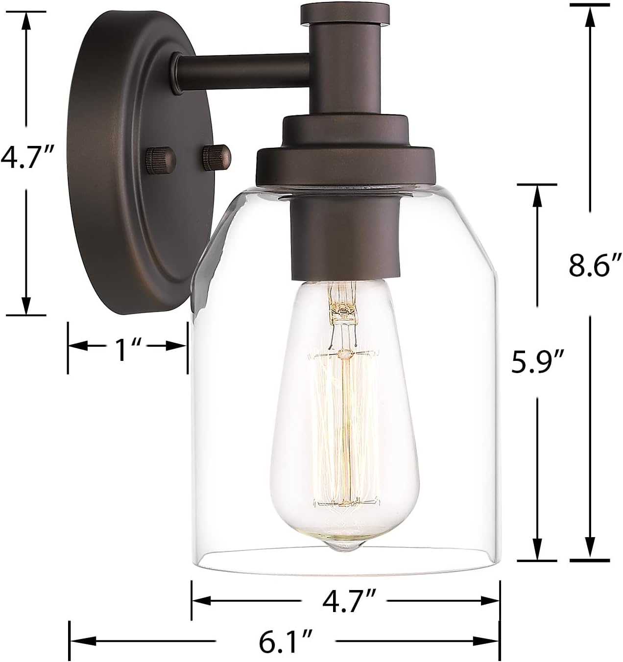 zeyu Vanity Sconces Wall Lighting 2 Pack, Farmhouse Bathroom Vanity Light Fixture with Clear Glass Shade, Oil Rubbed Bronze Finish, ZG33B-2 ORB