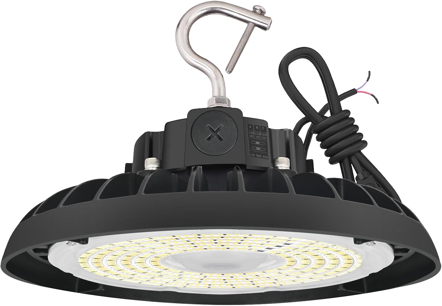 Paby 150W/120W/100W UFO High Bay Light, 23250LM 0-10V Dimmable, LED Shop Lights 3500K/4000K/5000K, Replacement of 730W MH/HPS for Workshop Warehouse Factory Barn Garage