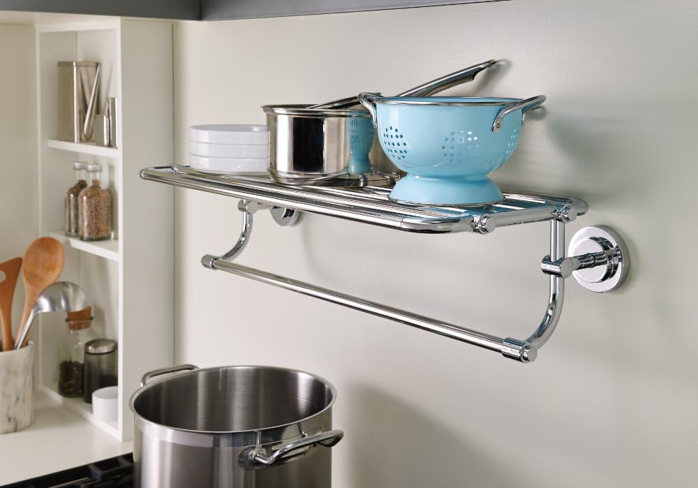 Exclusive Discount 60% Price Moen DN0794CH Iso 24-Inch Wide Bathroom Hotel-Style Towel Shelf with Towel Bar, Chrome 🔥 Moen DN0794CH Iso 24-Inch Wide Bathroom Hotel-Style Towel Shelf with Towel Bar, Chrome