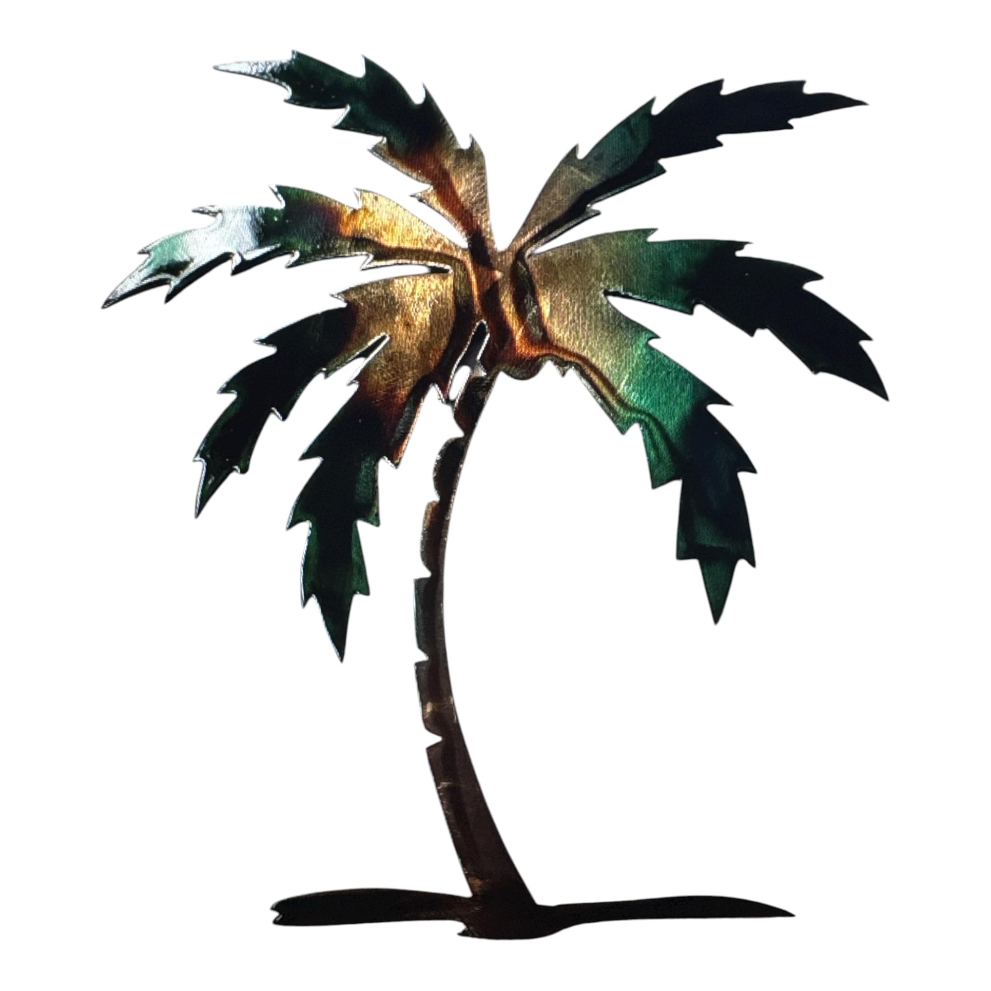 HG Artworks Palm Tree Metal Wall Art Decor in 12", 16", 18" 20", 26",30" and 36" Marbled Green (12" x 10", Right Facing As Pictured)