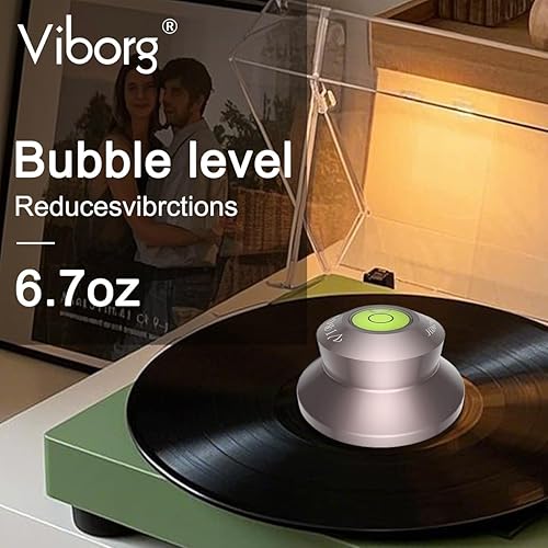 Miniatura 10 de Viborg LP528S - Estabilizador de peso de récord, nivel estroboscópico, 3 en 1, abrazadera de vinilo LP de 9.88 oz (9.9 onzas) con nivelación de