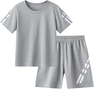 Boys' 2 Piece Casual Sports Set Kids Soft Short Sleeve Top And Shorts Tracksuit Sets Summer Outfits Size 2-12 Years