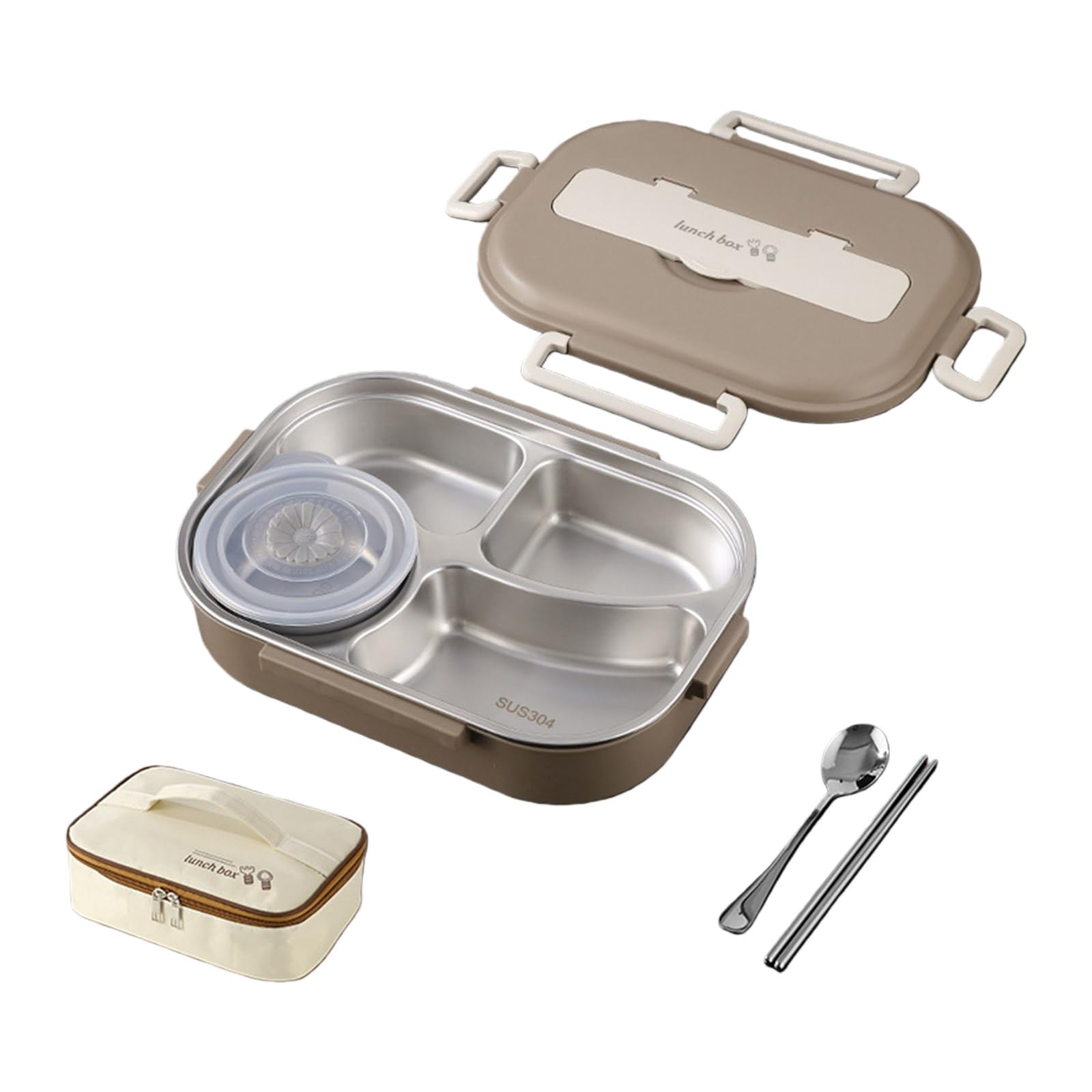 Hsioluted 304 Stainless Steels Thermal Lunch Container with Soup Bowl Spoon Chopsticks 1500ml Insulated Design Divided Bentos Box Insulated Food Container with Utensils