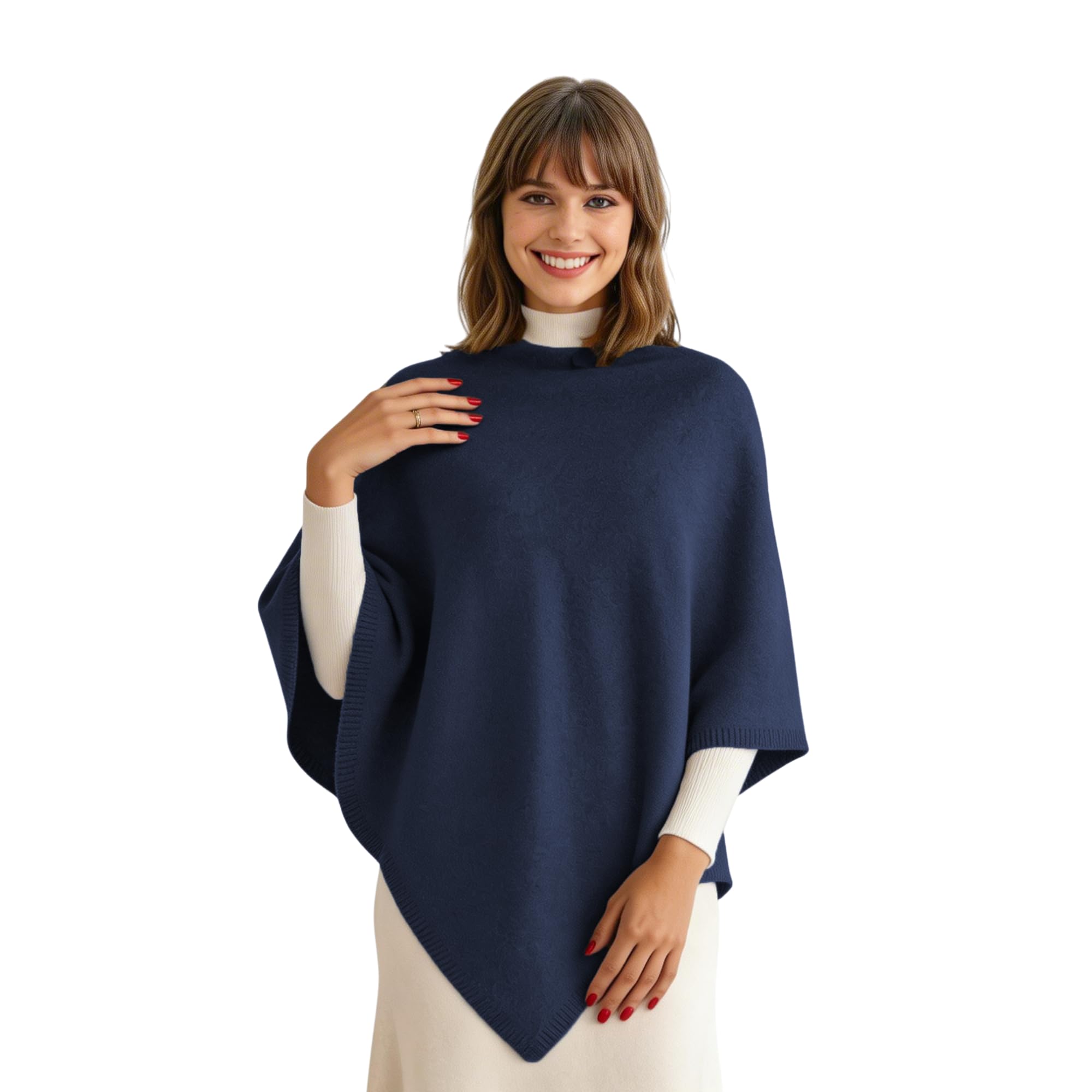 Poncho Mantella da Donna Invernale Made in Italy - Poncho Donna Caldo Misto Cashmere Lana e Viscosa