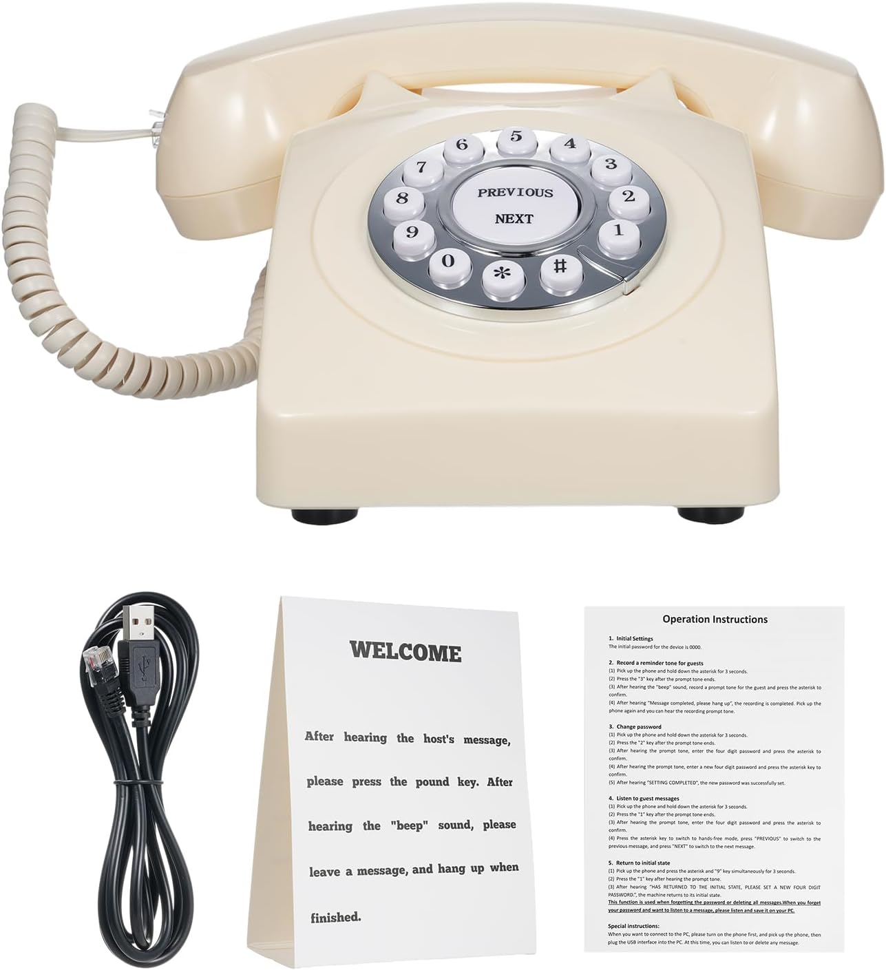 BISOFICE Audio Guest Book Retro Audio Message Record Wedding Phone Customized with Voicemail Best Wishes Suitable for Bridal Shower Birthday Party Baby Shower Anniversary Engagement