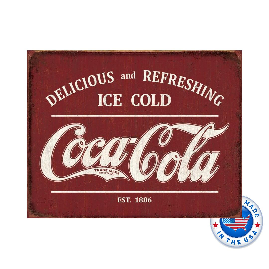 Desperate Enterprises Coca Cola Est 1886 Tin Sign - Nostalgic Vintage Metal Wall Decor - Made in USA