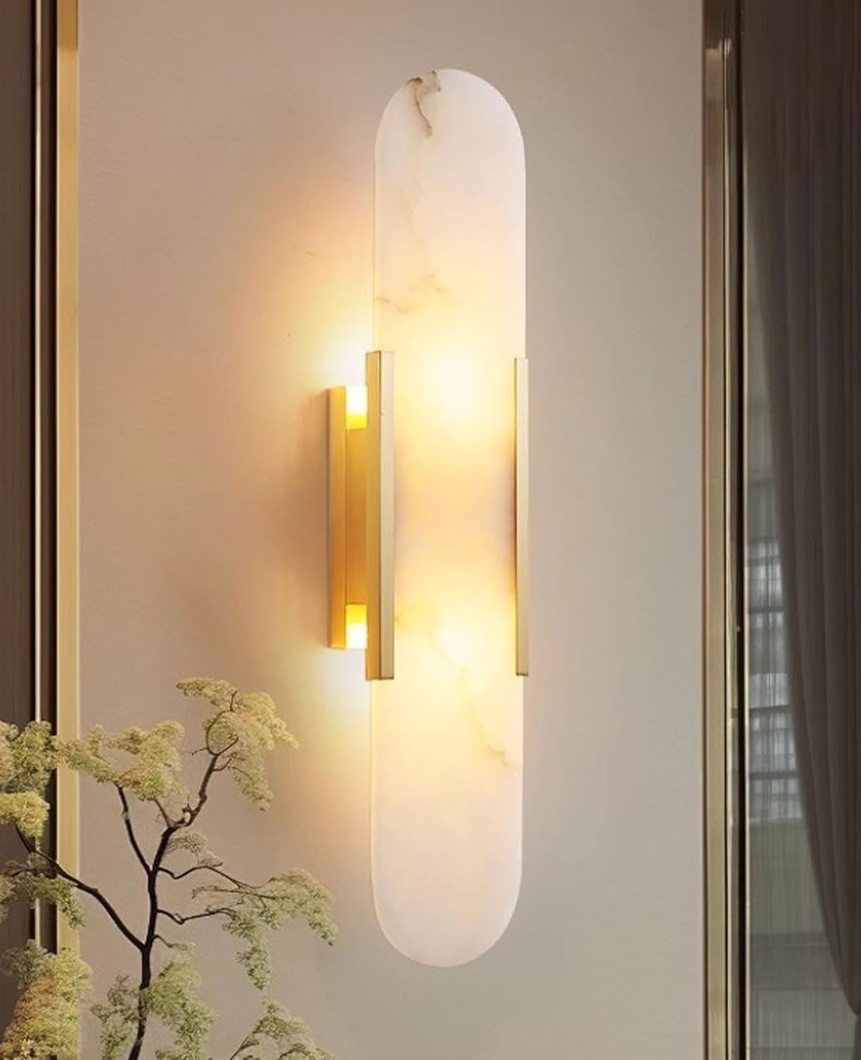 Appliques murales en albâtre Naturel luminaires de Salle de Bain de vanité Applique en albâtre Lampe Murale en Pierre Blanche pour Chambre à Coucher Salon Couloir escaliers Cuisine