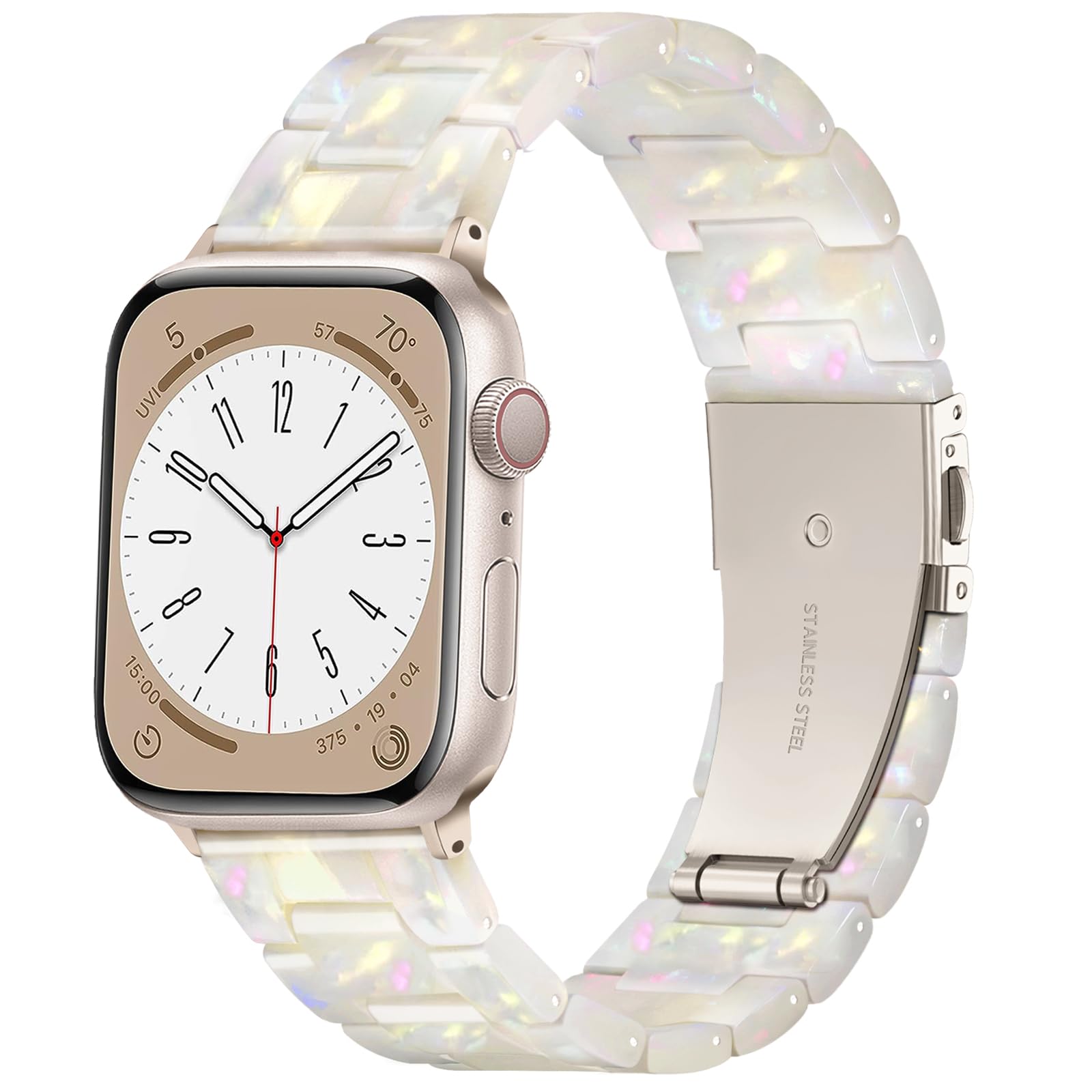 GEAK Resin Band Compatible with Apple Watch Band 44mm 42mm 45mm 46mm 49mm Women, Light Stylish Replacement Bracelet with Starlight Buckle for iWatch Bands Women Series 11/10/9/8/7/6/5/4/3/SE/Ultra