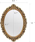OIGUMR Oval Small Wall Mirror Mirror Vintage Hanging Mirrors for Bedroom Living-Room Dresser Decor (Gold, Frame Size：30.5 x 21.1 cm)