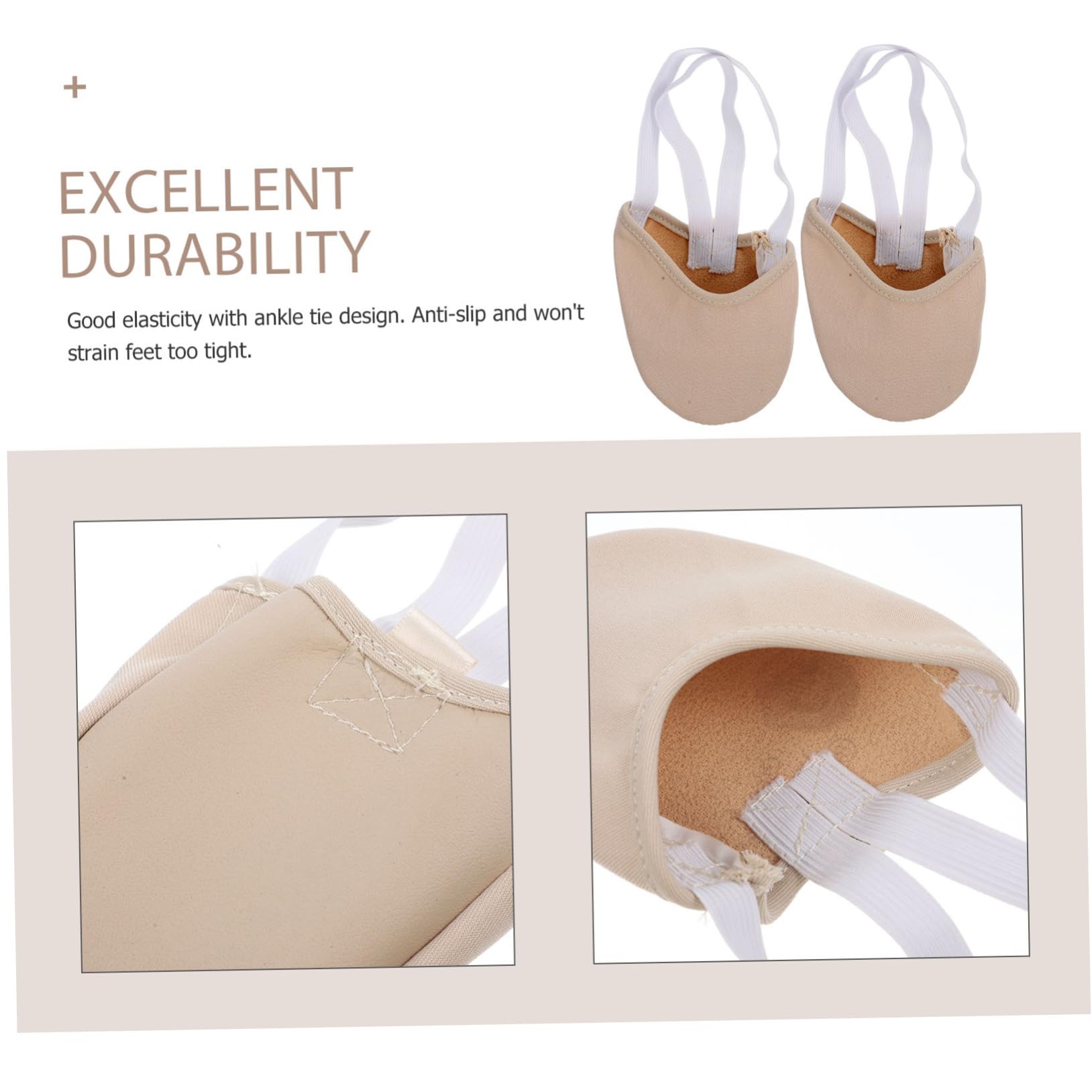 Healvian Calcetines de Ballet Transpirables para Mujer y Niña con Diseño de Sujeción el Tobillo, Tela de Algodón Beige y Buena Elasticidad para Yoga y Pilates