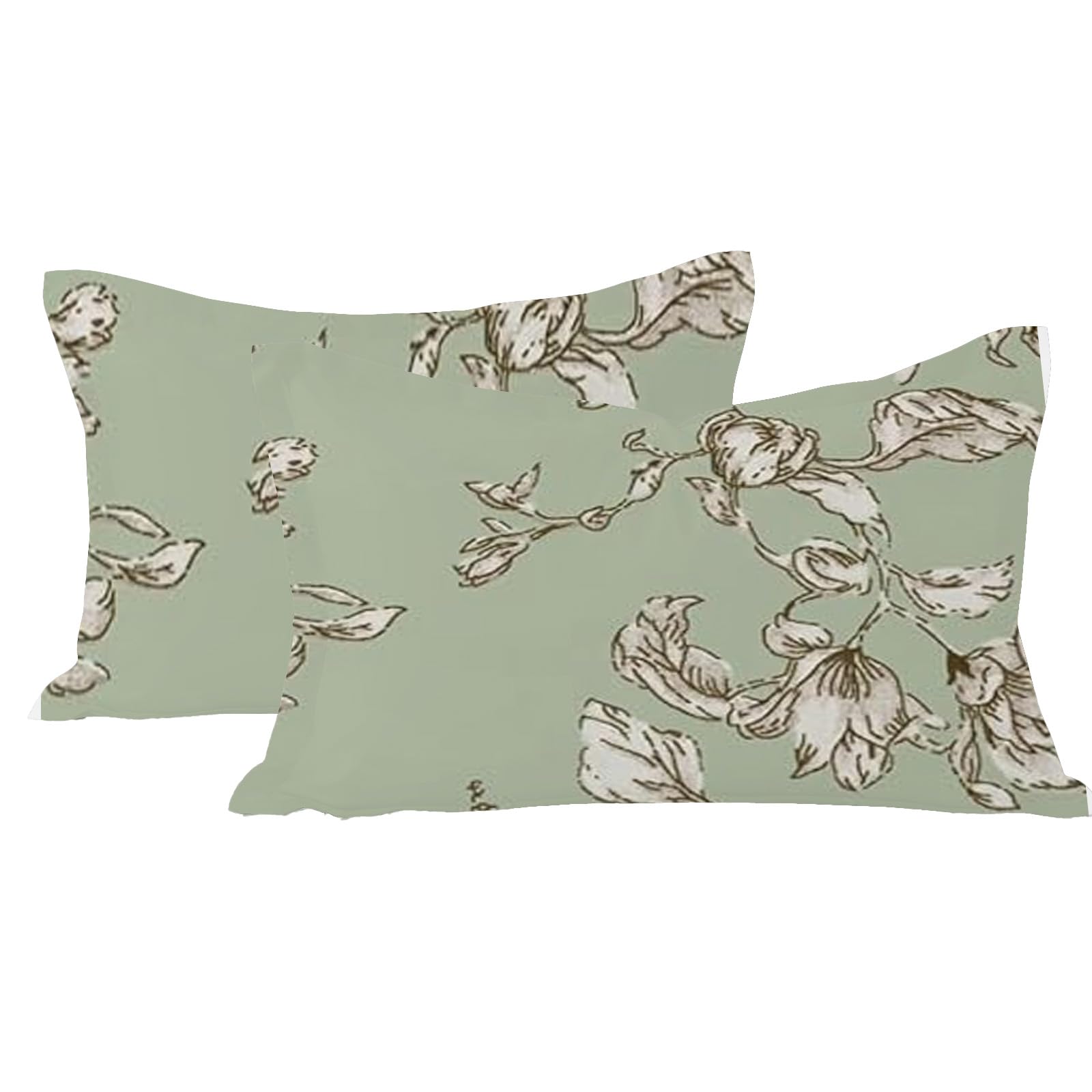 LINENWALAS 100% Cotton Twill Large Standard Size Pillow Case Set of 2 | Soft, Breathable & Durable Printed Pillowcases |Premium Cotton Twill Bed Pillow Covers (20x30 Inches, Pista Green)