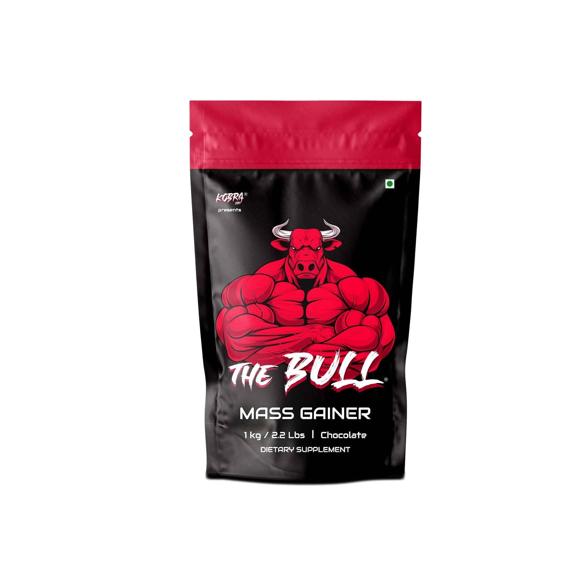 The Bull Mass Gainer [1Kg, Chocolate] | Lean Whey Protein Muscle Mass Gainer | Complex Carbohydrates | 18Gm Protein, Reduces Muscle Breakdown | Boosts, Powder,Pack of 1