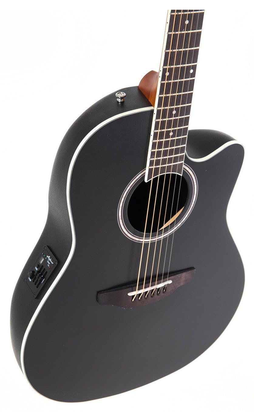 Applause E-Akustikgitarre Traditional AB24 Mid Cutaway - Roundback Lyrachord Korpus Mid-Depth - AP3TP Preamp - Decke Fichte - Black Satin - AB24-5S