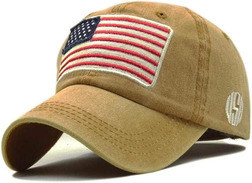 XibeiTradeUSA American Flag Baseball Cap Embroidered Polo Style Military Army Washed Cotton Hat