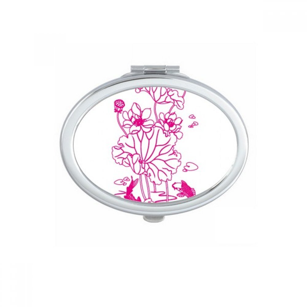 Miroir de maquillage compact portable ovale avec miroir de poche fait main lotus