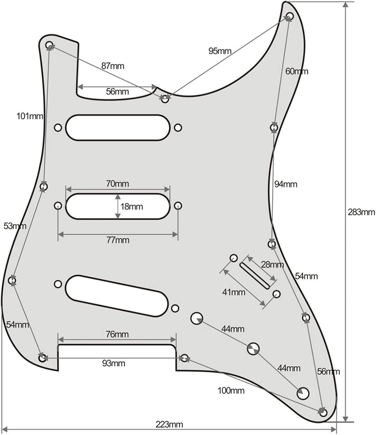 Zuzu ギタープレートピックガード 11の穴のギターのPickguardのセット SSS 閉ピックアップを覆ってノブをカバーしてい