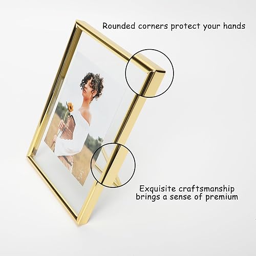 Miniatura 4 de Marco flotante dorado de 5 x 7 pulgadas con corazón romántico, para tamaños de imagen de 4 x 6, 3 x 5, 2 x 3, marco de fotos de estante de mesa,