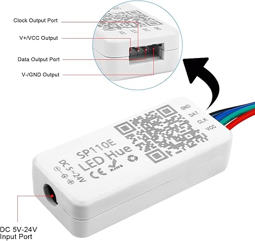 Miniatura 3 de RGBZONE Controlador LED Bluetooth, SP110E Pixel LED tiras de luz, control inteligente APP para 5V12V24V WS2812B WS2813 SK9822 APA102 SK6812 LPD8806