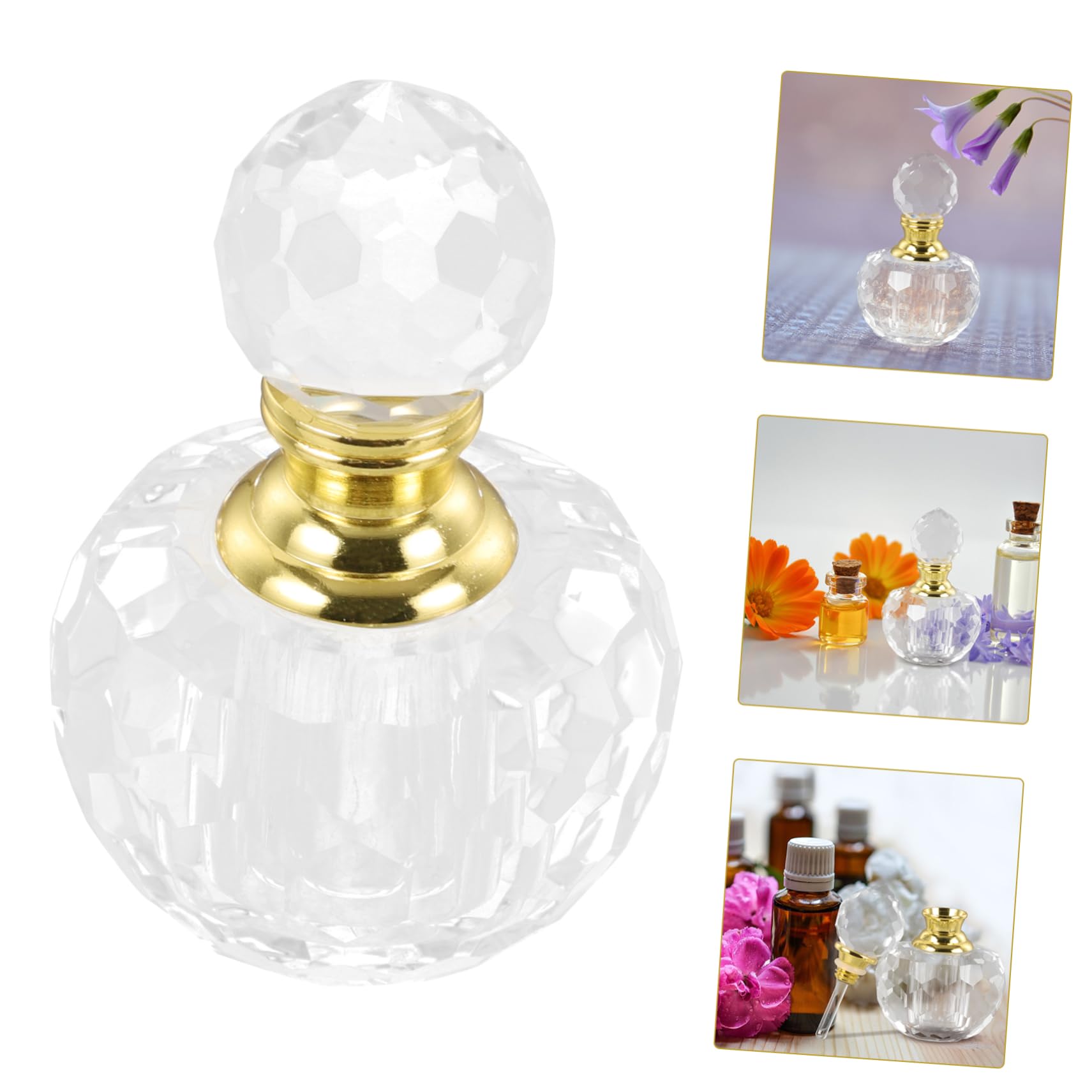 Cabilock Glass Perfume Bottle Crystal Perfume Bottle Spray Bottles for Essential Oils Subpackaging Bottle Cosmetic Containers Dropper Filling White Crystal Glass Bottle