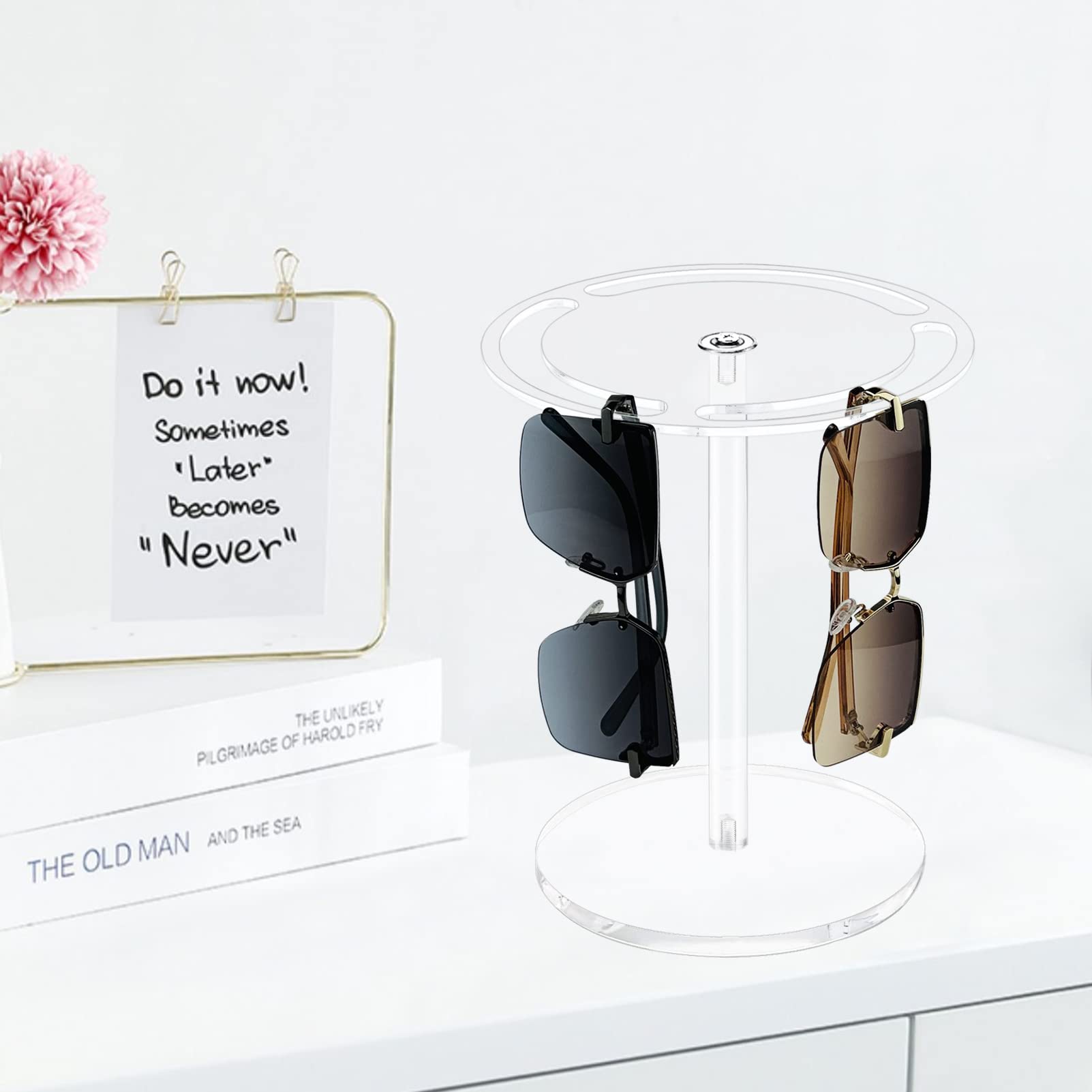 Bigfety Acrylic Sunglasses Holder Stand with 360 Rotating, Eyeglasses Display Rack Clear Eyewear Tabletop Organizer 2