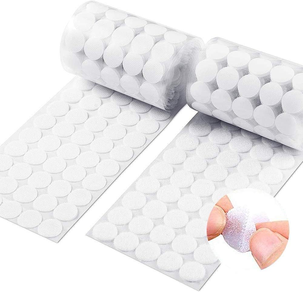 Arlent1000pcs (500 Pairs) 2cm Diameter Sticky Back Coins Hook & Loop Self Adhesive dots Tapes White