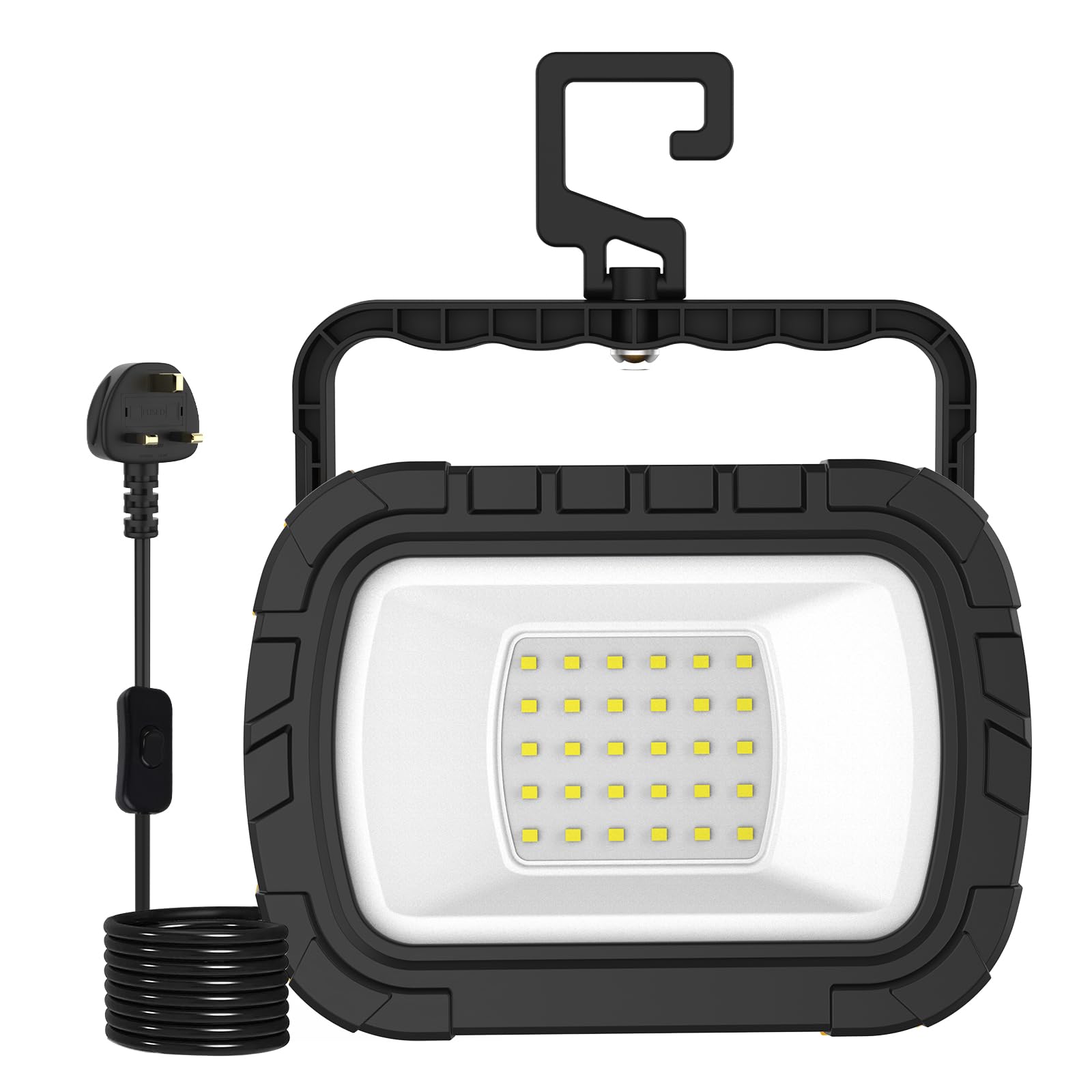 T-SUN 30W LED Work Light Garage Lights, 1000LM Job Site Light with Hook, 6500K Portable Construction Lights, Cold White Folding Floodlight for Garage