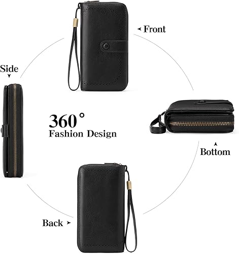 Miniatura 4 de GAEKEAO Leather Credit Card Holder Wallet for Women RFID Blocking Large Capacity Bifold Zipper Card Case Organizer with Wristlet 45 Slots