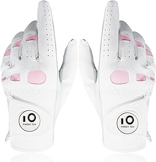FINGER TEN Golf Gloves Women Leather Glove with Ball Marker for Ladies - Enhanced Grip, Comfort & Durability for Female Golfers