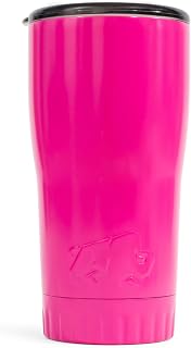 Silver Buffalo Double Walled Vacuum Insulated Stainless Steel Tumbler With Easy Sip Lid Keeps Hot and Cold, Travel Coffee Mug Clear Lid, 20 Ounces, Matte Pink
