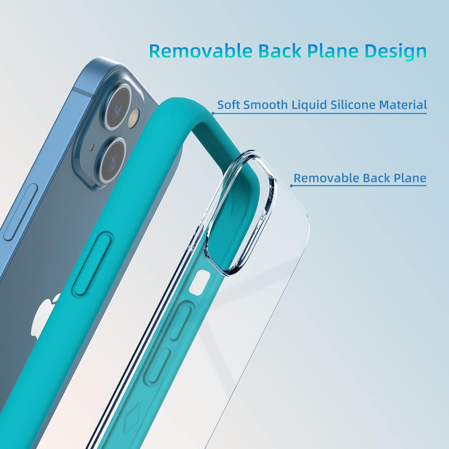 Compatible with iPhone 13 Bumper Case 6.1 inch, [Raised Edge Protection][Anti-Silp][Anti-Fingerprint] Soft Slim Protective Frame Bumper Cover Case Come with Hard PC Backplate(Teal)
