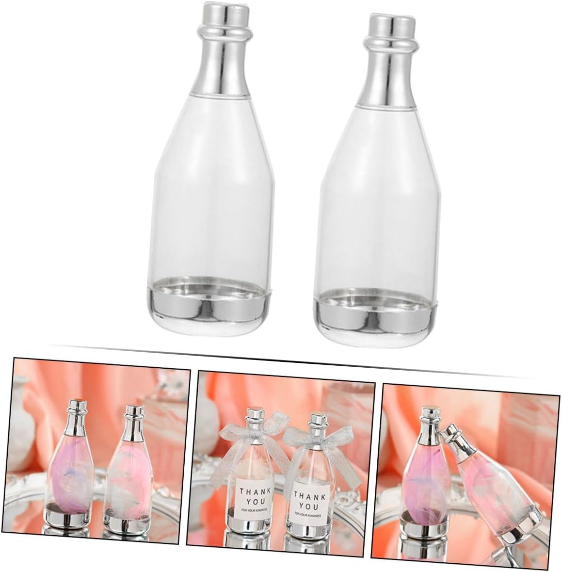 DOITOOL 20pcs Silver Large Bottle-shaped Candy Boxes with Lids, Realistic Sparkling Wine Bottle Candy Containers for Wedding Party Favors and Birthday Packaging