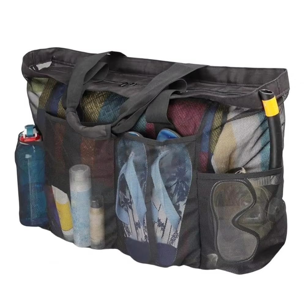 Sac de Plage en Filet pour Femme, Sac de Plage en Maille, Multicolore, 1/2 pièces(Green)