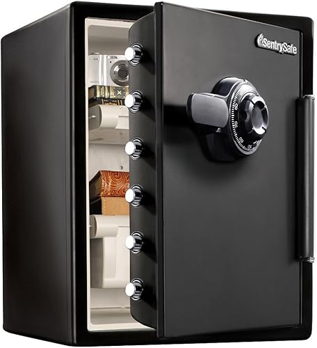 Miniatura 2 de SentrySafe SFW205CWB Caja fuerte impermeable ignífuga con combinación de dial, negro y resistente al fuego y al agua con cremallera e inserto de