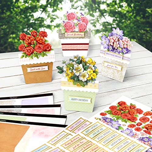 image for Katy Sue Flower Patch Pots Card Making Kit. 8 Cards, 8 Envelopes, 3 Sh