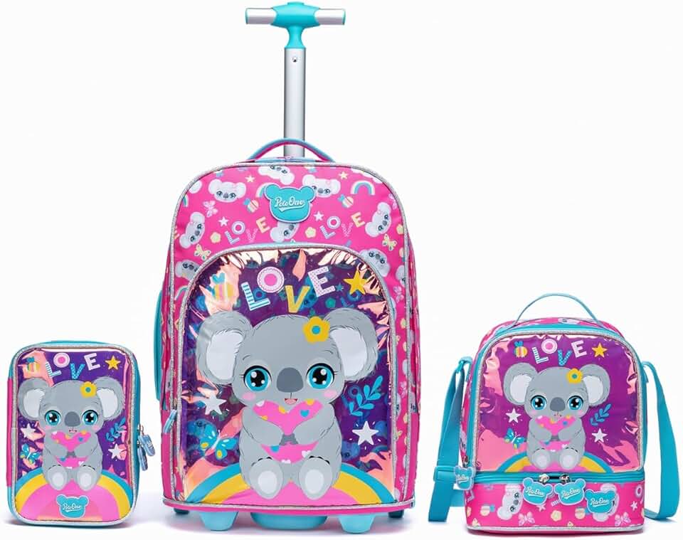 Kit Mochila De Rodinha Infantil Polo One Estojo Organizador 100 Pens Lancheira Térmica (Rosa)