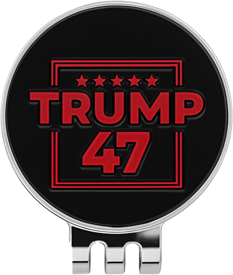 Curves & Clubs Trump 47 Professional Golf Ball Marker, Premium Metal with Magnetic Hold, Scratch-Resistant Nickel Finish, Ultra Strong Grip for Hat Clip
