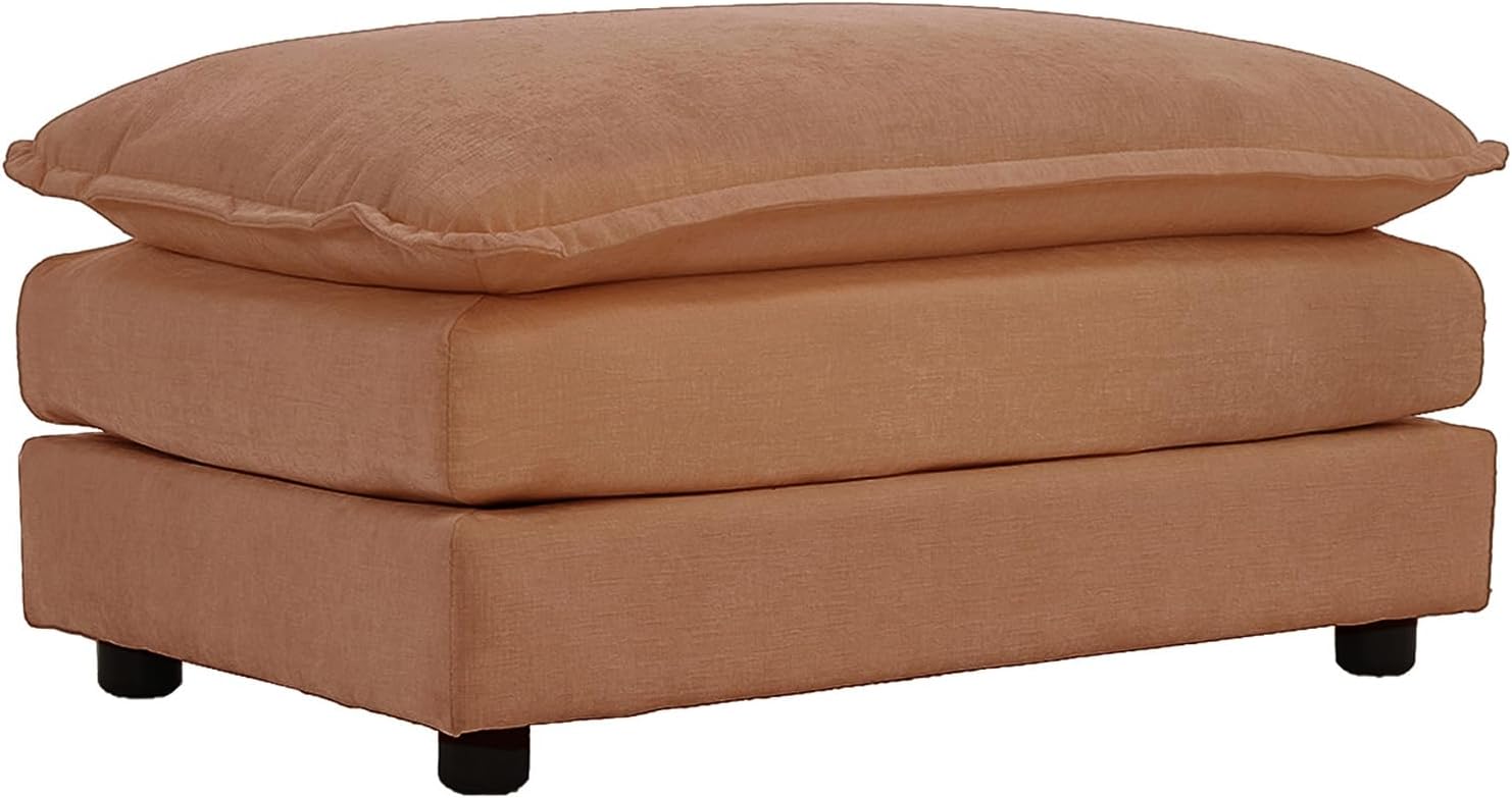 mikibama Chenille Upholstered Couches Ottoman for Modular Sectional Sofa, Orange